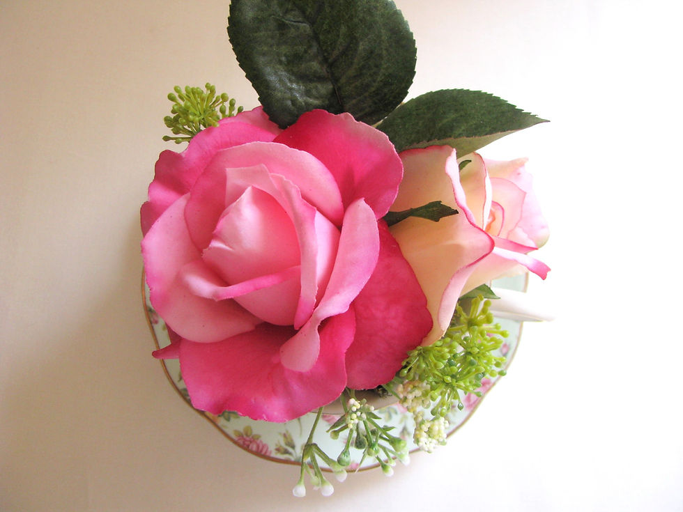 Thumbnail: Luxury Box Collectable Teacup Faux Rose Hatbox Design Customizable Label