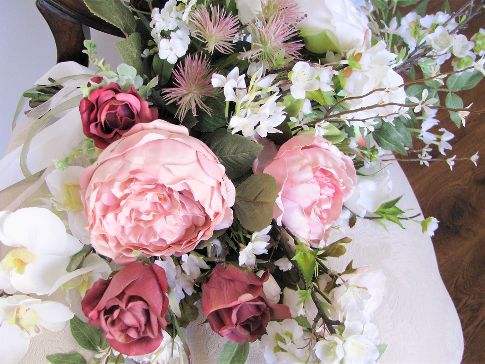 Thumbnail: English Rose Ranunculus Hand Tied Silk Wedding Bouquet