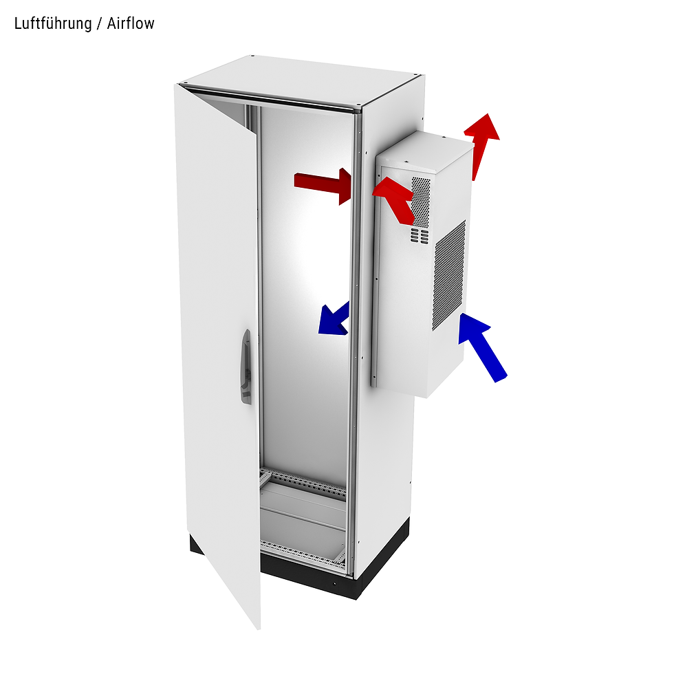 Miniaturbild: Luftführung Outdoor Schaltschrank Kühlgerät 1500W, 230VAC, Kühlung Industrie, Klimaanlage Schaltschrank. RAL7035, AISI304