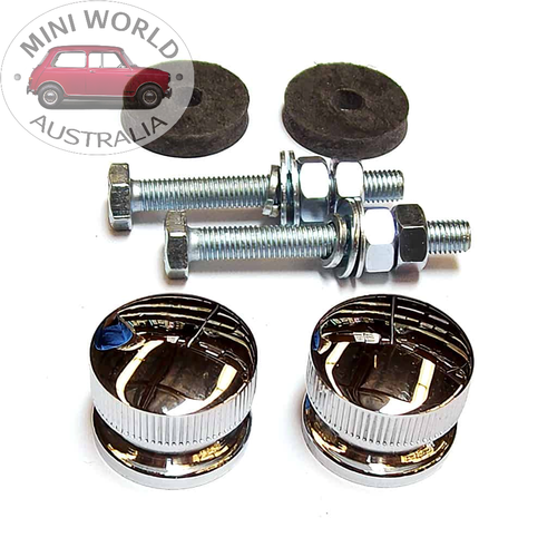 Chrome grille buttons kit for quick release | Mini World Australia
