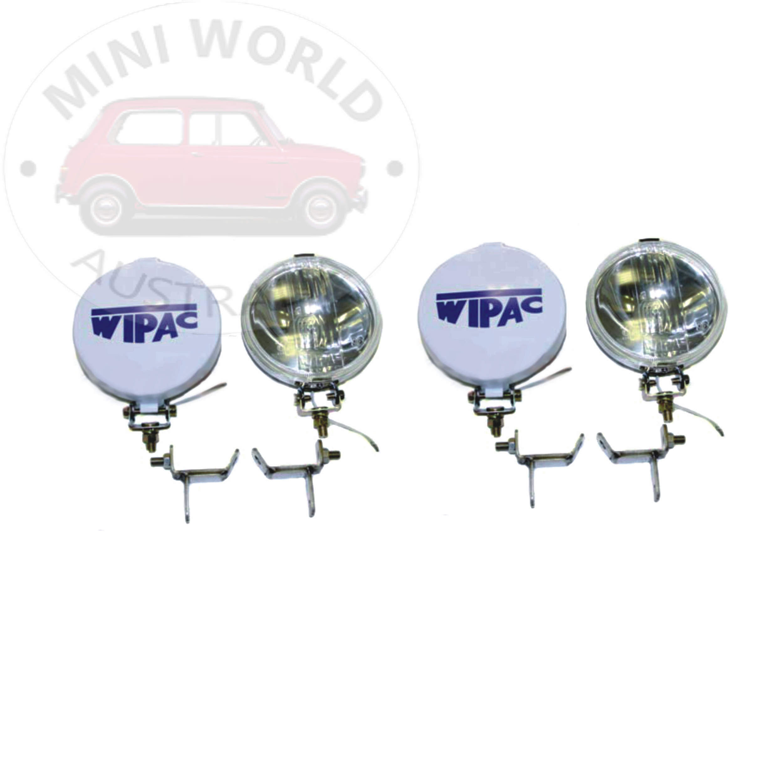 Lamp kit of 4 chrome spotlamps with stainless steel brackets