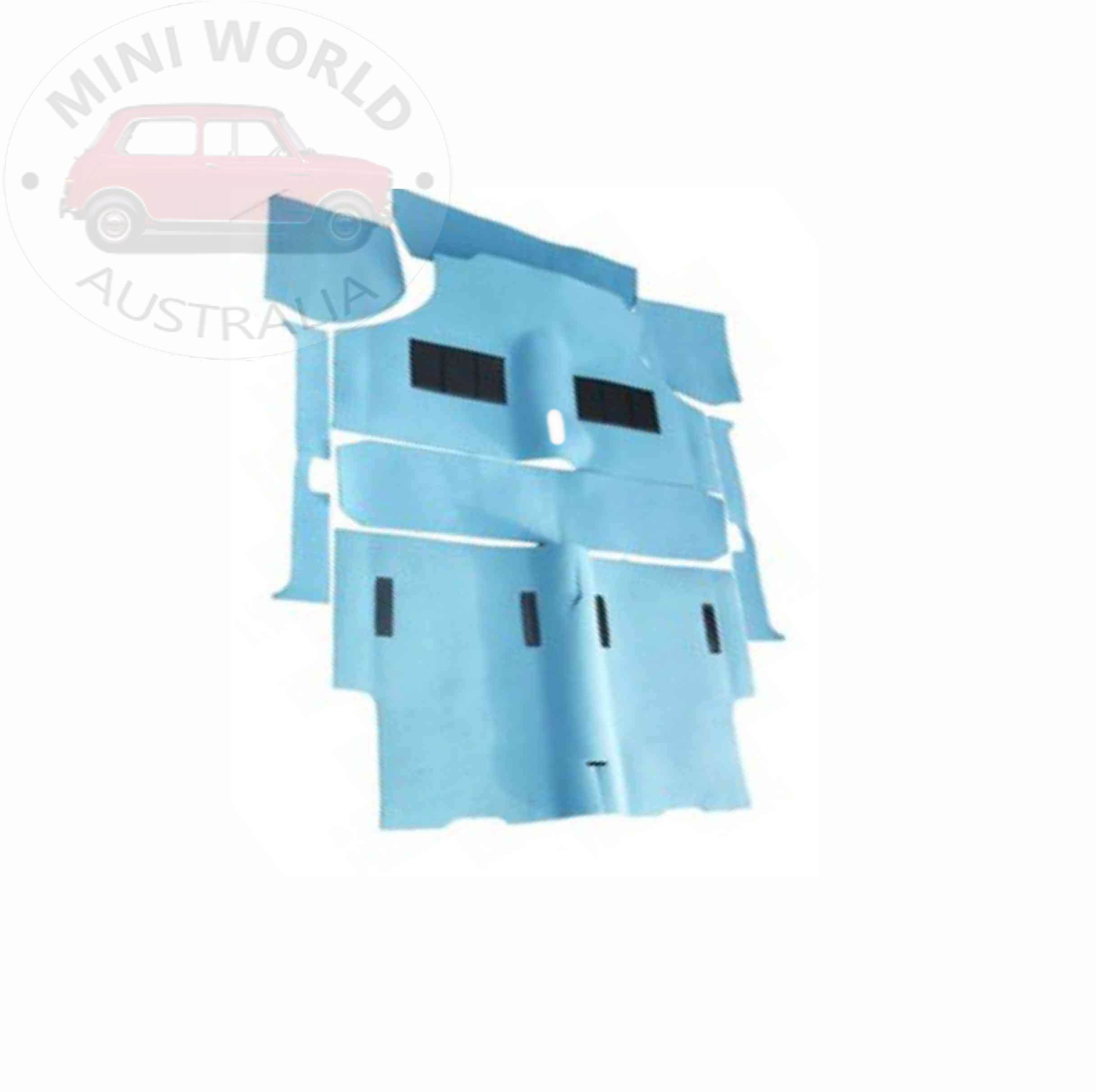 Complete moulded carpet set for Classic Mini 1973 onwards in blue