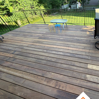 Pressure-treated wood deck. Cedar Rapids, Iowa