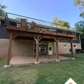 Pressure-treated wood deck. Cedar Rapids, Iowa