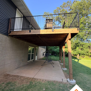 Pressure-treated wood deck. Cedar Rapids, Iowa
