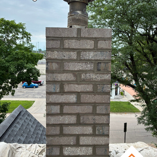 Chimney replacement project in Cedar Rapids, Iowa. Masonry Service.