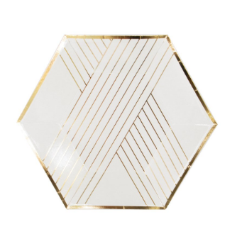 Blanc - White Striped Small Paper Plates