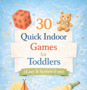 Screen-free indoor toddler game with simple toys and hands-on play