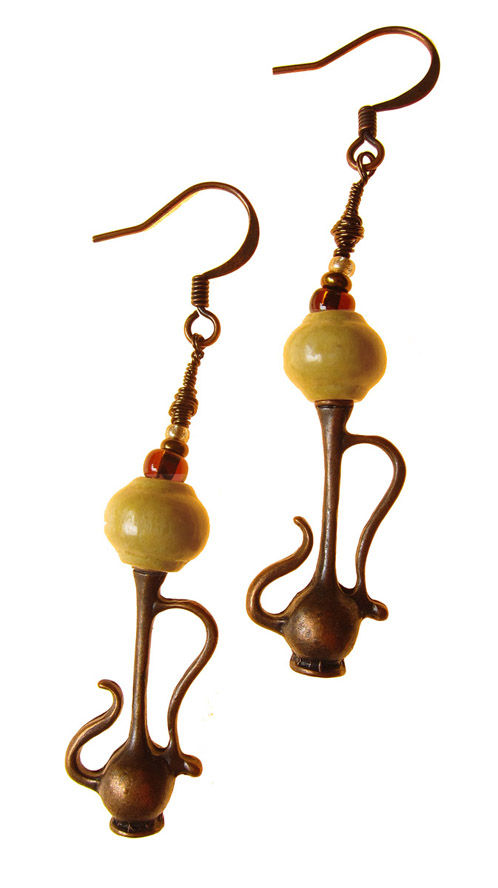 Genie Bottle Earring with Ochre Bead