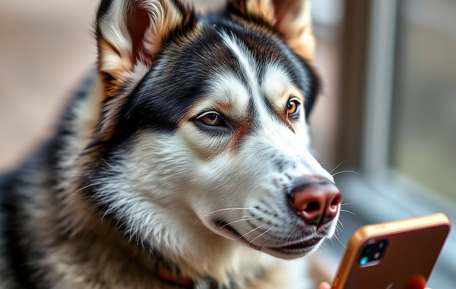 Beautiful husky next to a phone .jpg