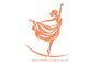 Logo, mit stilisierte tanzende Frau in warmer Terrakotafarbe mit dem Schriftzug dein rhythmus dein raum 