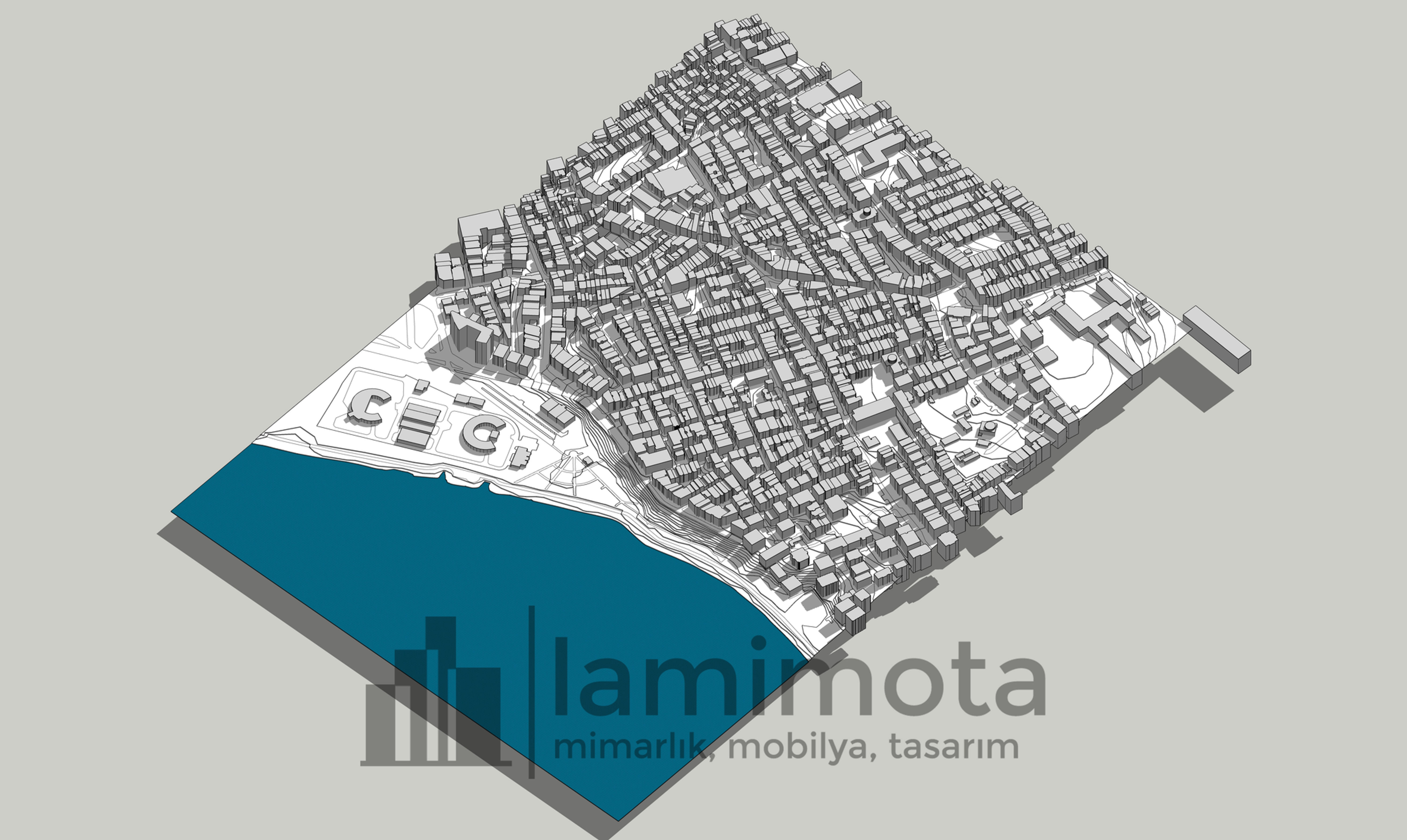 Kadıköy Caferağa 3 Boyutlu Modeli ve İzohipsli Dwg Dosyası