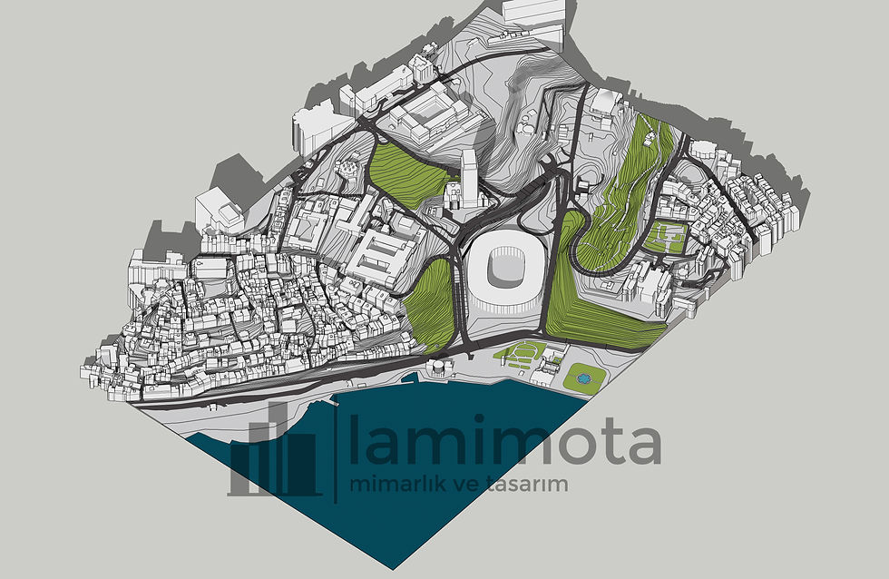Dolmabahçe - Maçka 3 Boyutlu Modeli ve İzohipsli Dwg Dosyası