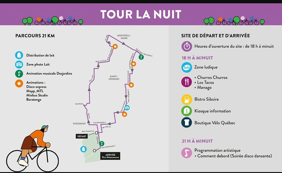Carte du Tour la Nuit du 30 mai 2025 à Montréal