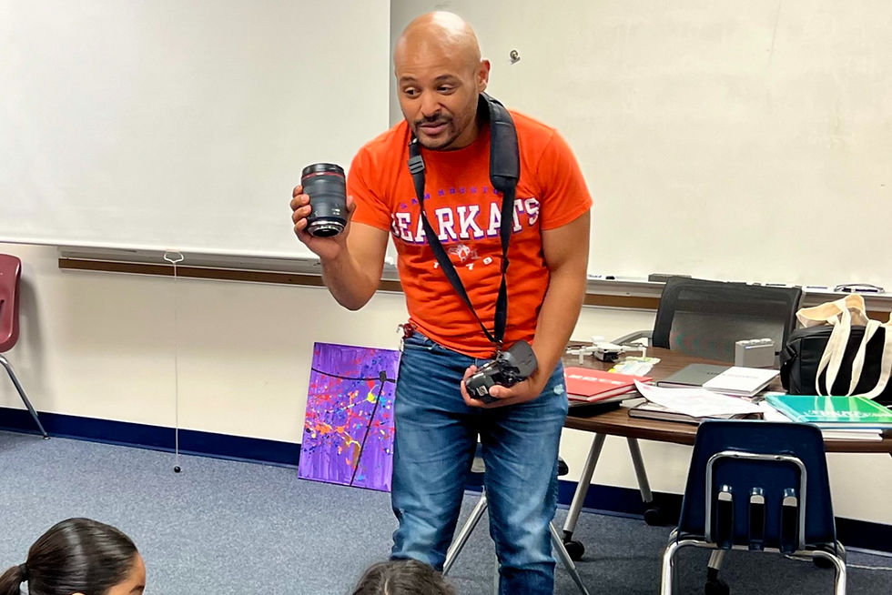Presents about photography and content creation at Career Day at Hopkins Elementary School in the Judson Independent School District.