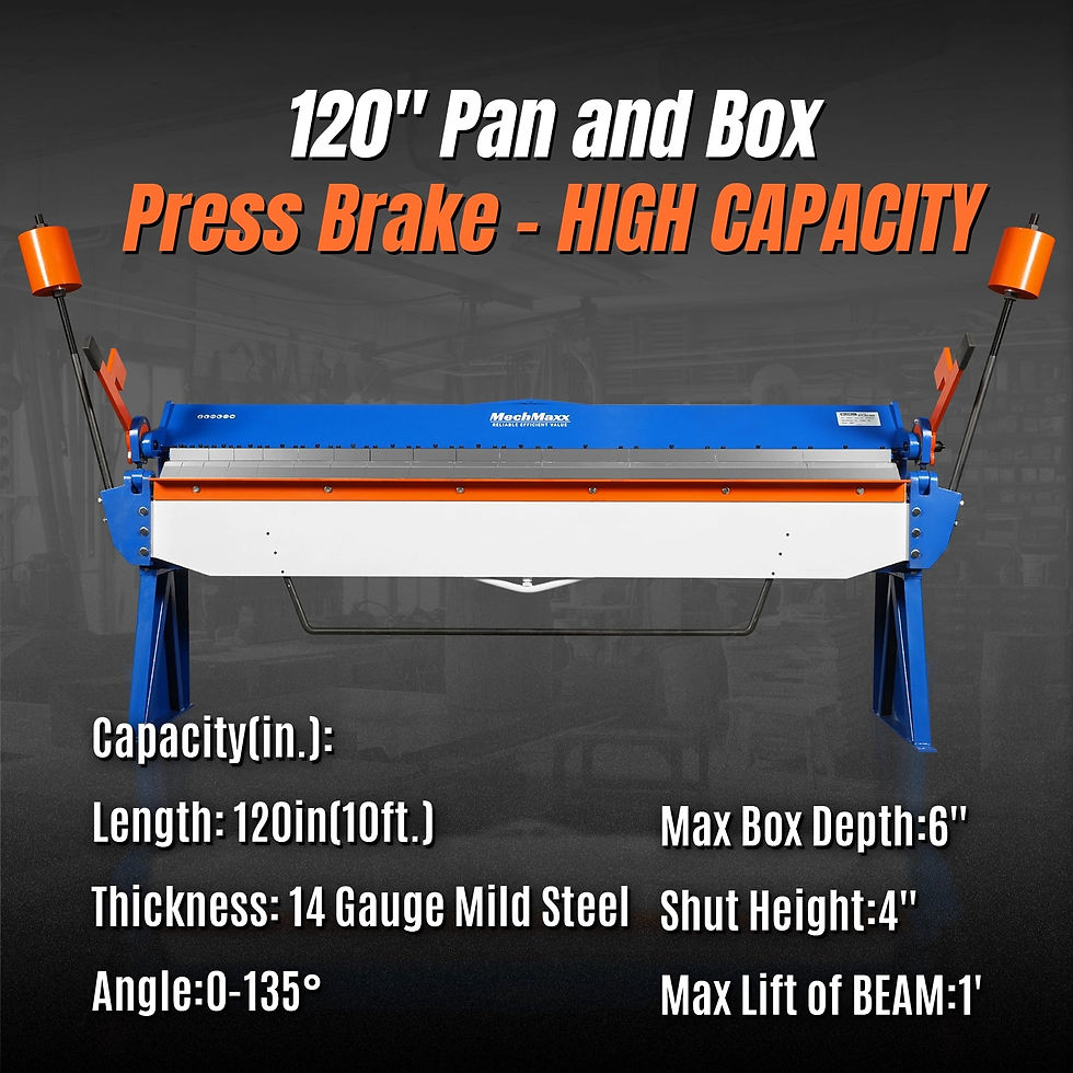 Thumbnail: 120-inch Manual Sheet Metal Brake - 14 Gauge Bending Capacity, Adjustable...