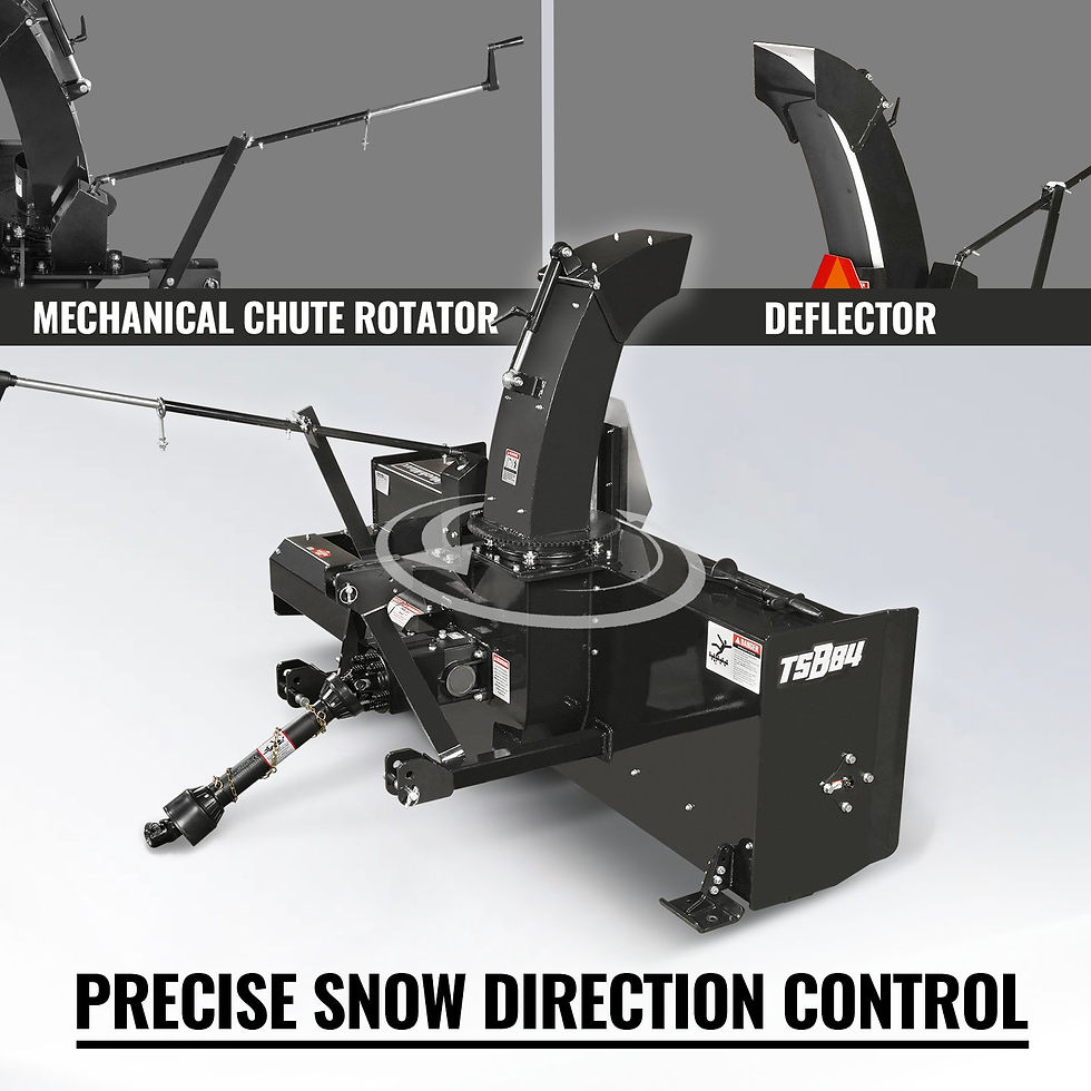 Thumbnail: 84" 3 Point PTO Snow Blower 24" Impeller Diameter 360° Snow Chute (PTO Shaft...