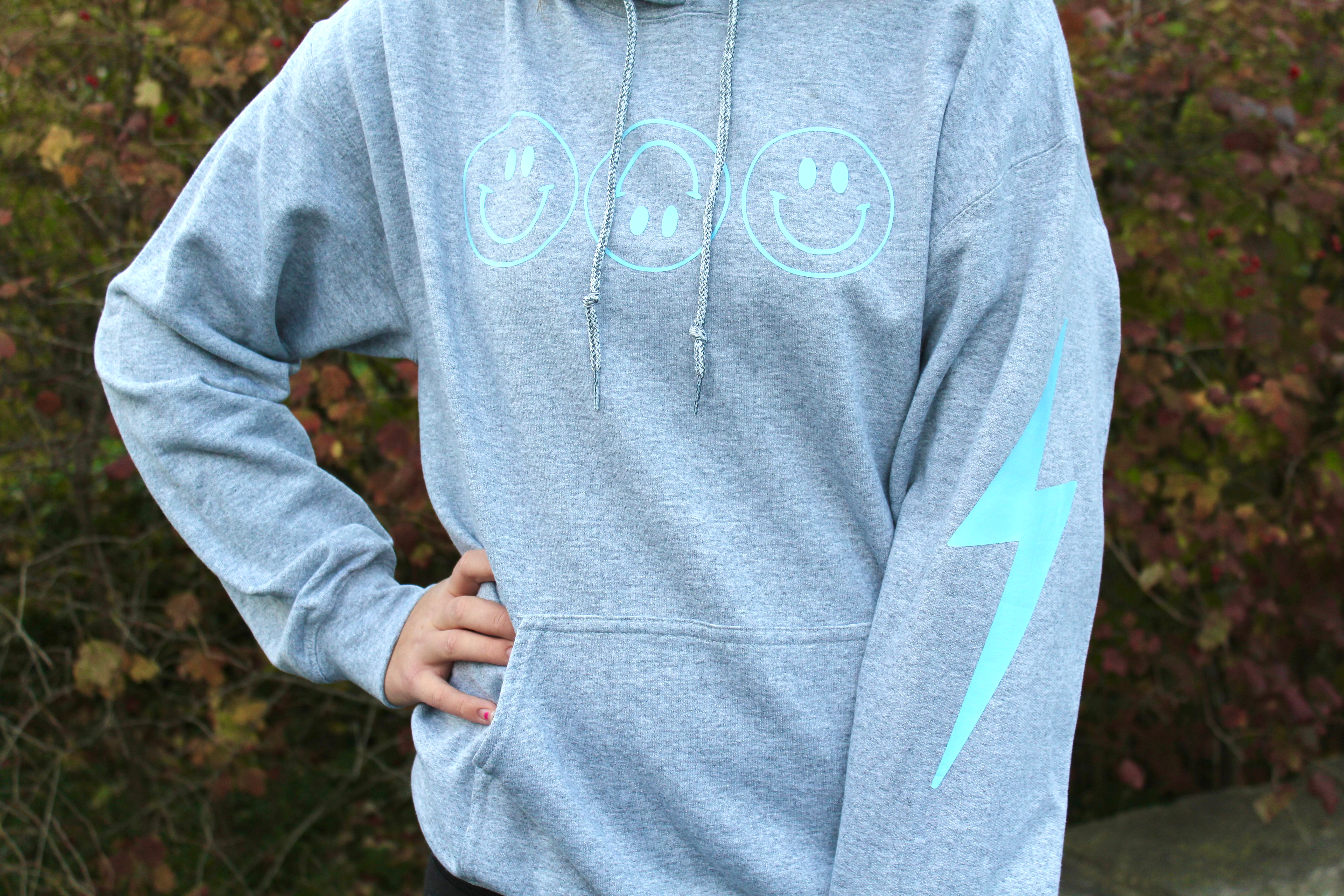 Grey and blue smiles hoodie