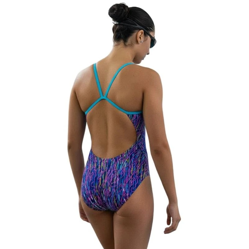 Thumbnail: Electro Cutoutfit Navy/Multi Ladies Swimsuit