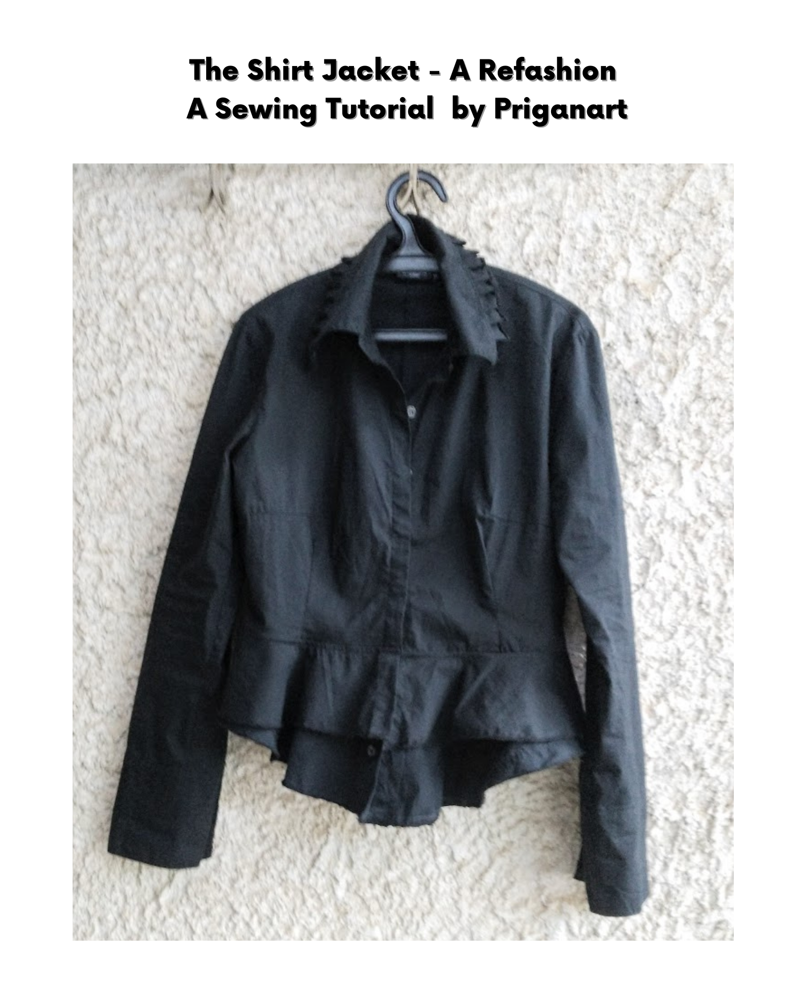 A black button down shirt with a peplum