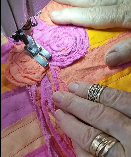 sewing 3 fabric roses