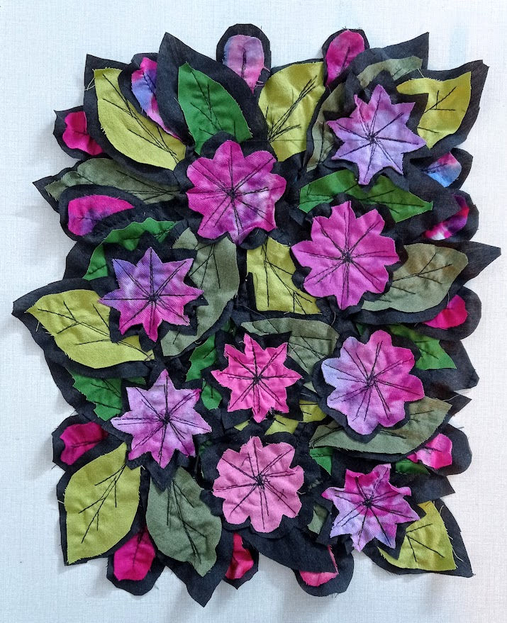 Thumbnail: floral fabric collage art