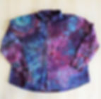 purple and blue tie dyed button up shirt