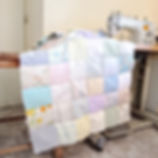 A reversible rag quilt being sewn on the sewing machine