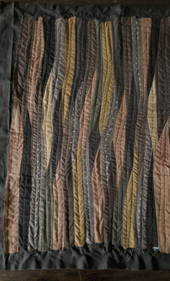 quilted wave landscape patchwork in browns