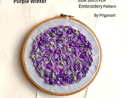 purple winter slow stitch embroidery