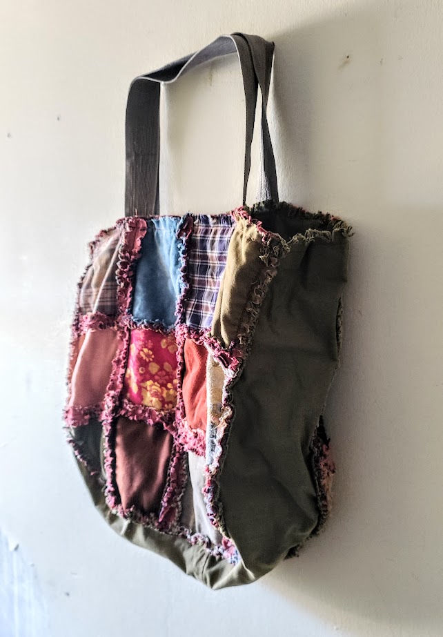 Thumbnail: jewel colored patchwork rag bag