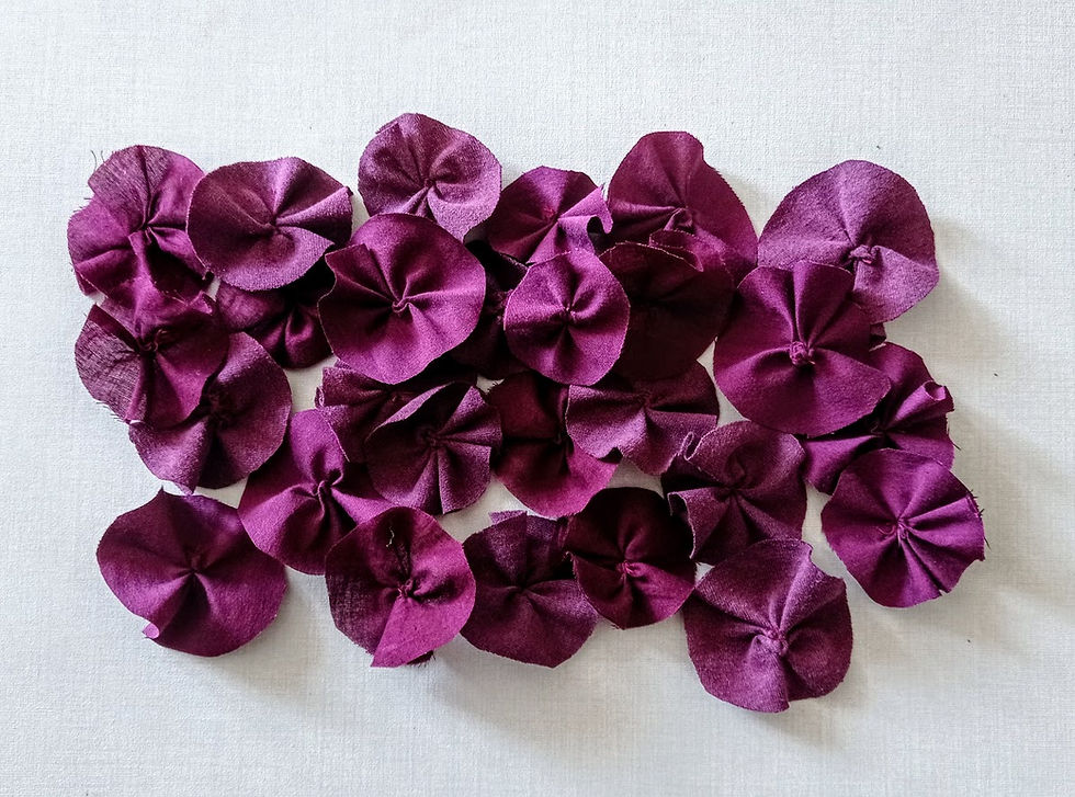 Thumbnail: pile of fabric flowers in fuschia colors