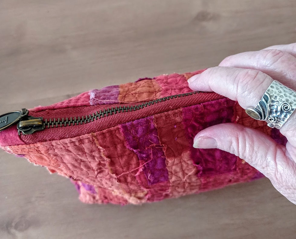 A zippered pouch