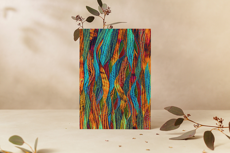 Thumbnail: digital art landscape quilt picture of a shimmering floral art quilt