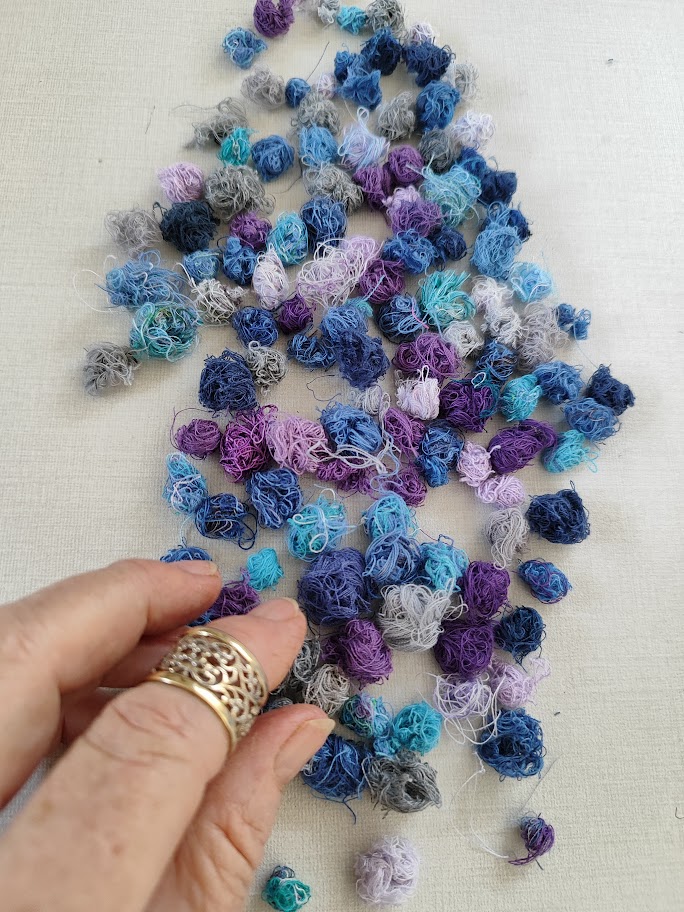 winter colored fabric threads