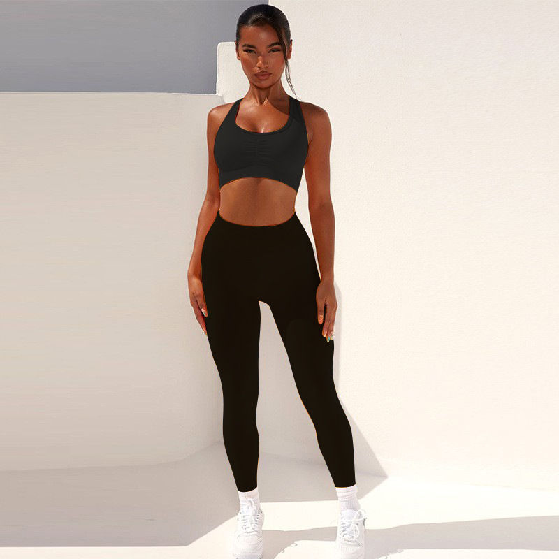 Thumbnail: Yoga 2 Piece Outfits Workout Running Crop Top Seamless High Waist Shorts Sets