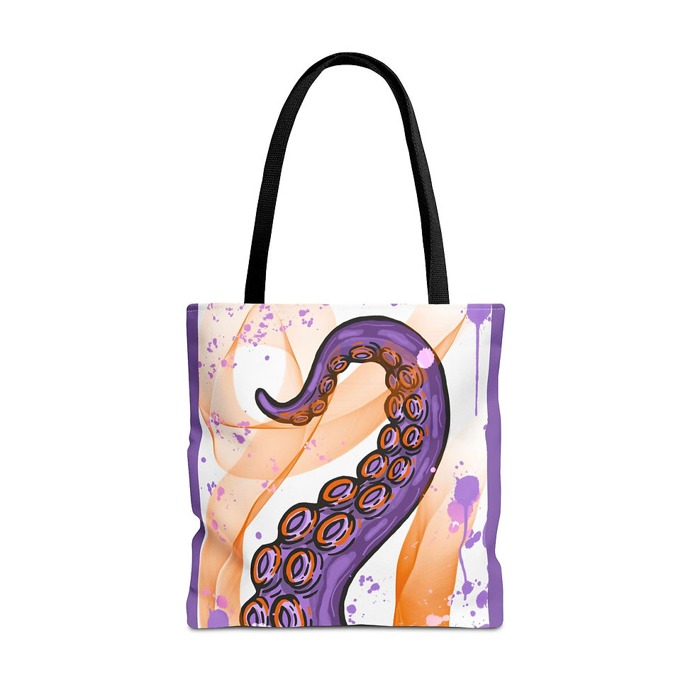 Thumbnail: Vibrant Tentacle Art Tote Bag - Unique Purple Design for Ocean Lovers