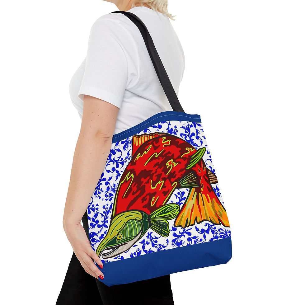 Thumbnail: Vibrant Fish Design Tote Bag - Stylish & Functional Carryall
