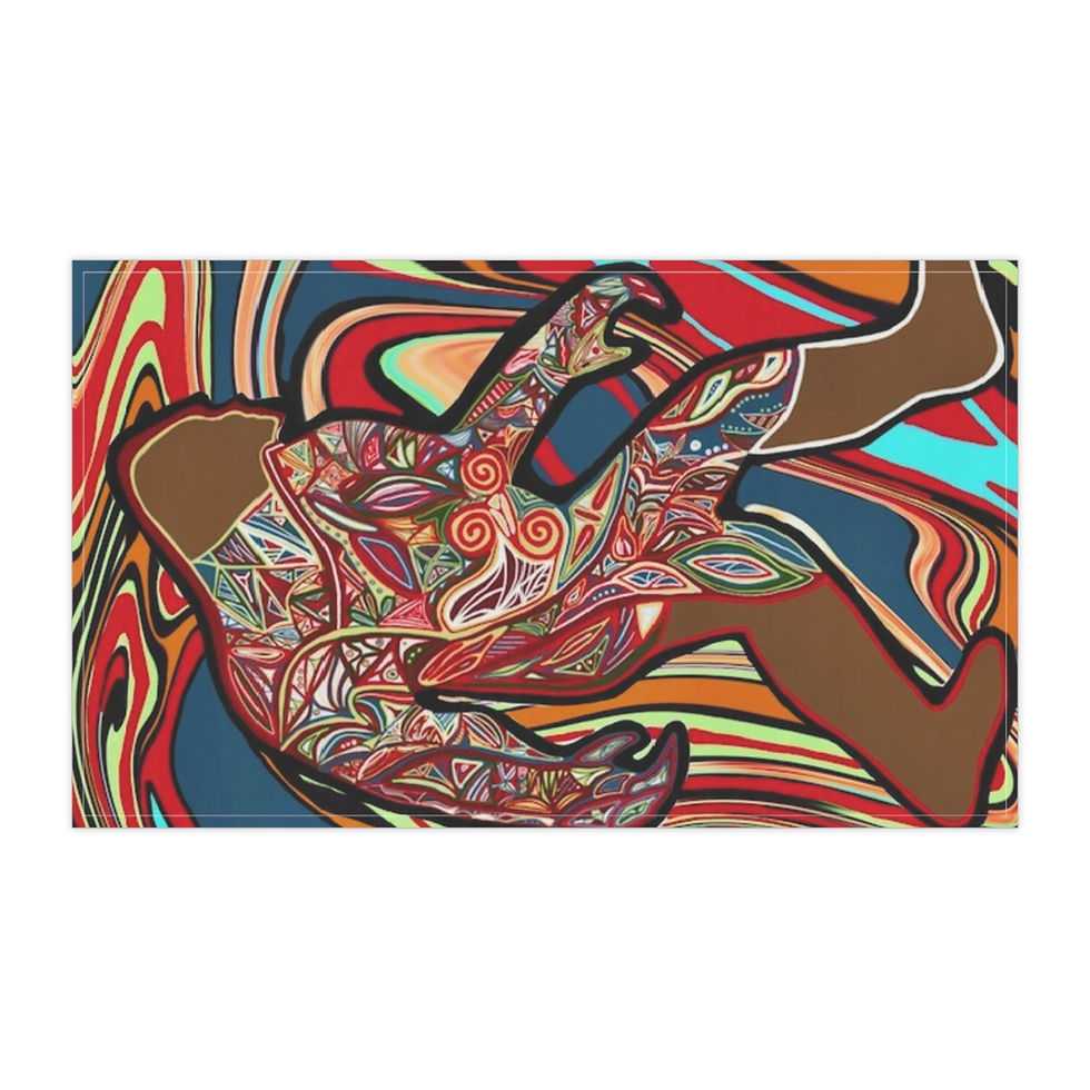 Thumbnail: Abstract Bigfoot Cotton Tea Towel — Colorful Boho Kitchen Line