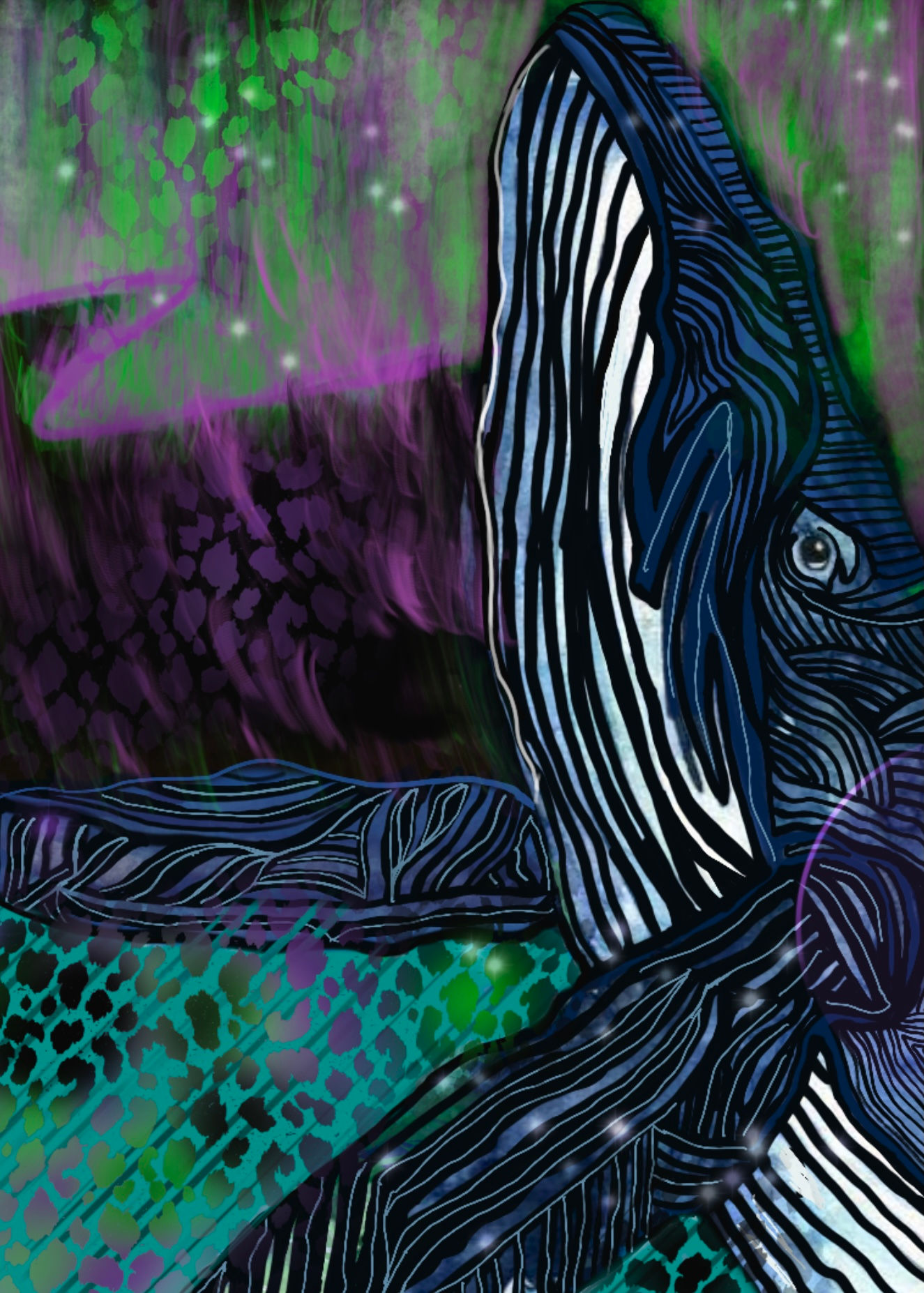Breached Whale digital print abstract