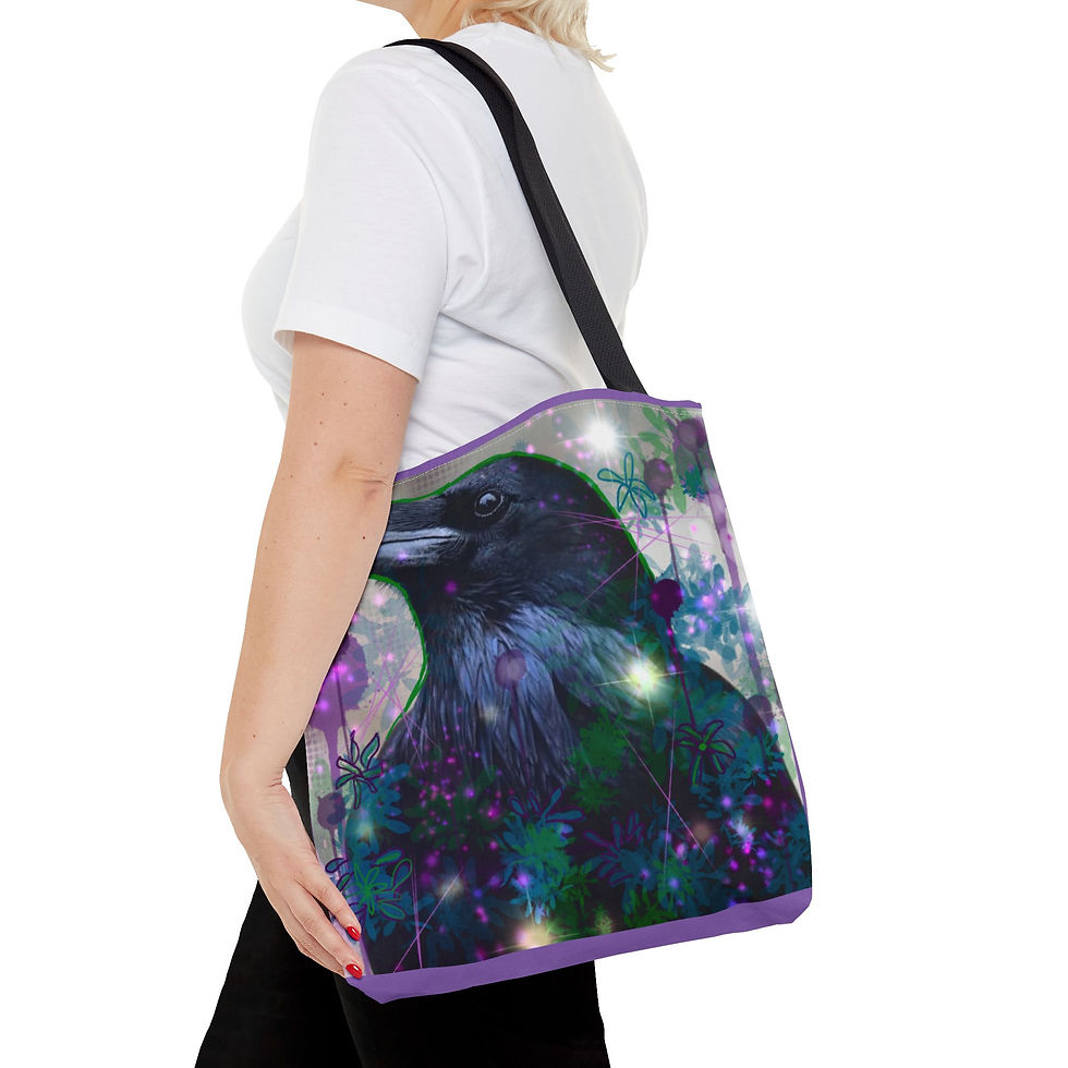 Thumbnail: Mystical Raven Tote Bag - Eco-Friendly Design for Nature Lovers