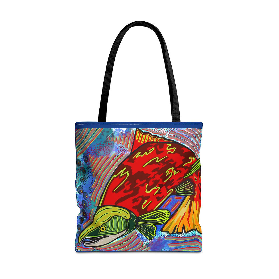 Thumbnail: Colorful Fish Tote Bag - Vibrant Design for Beach Days & Eco-Friendly Shopping