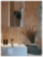 Salle de bain bois et miroir lodge nature