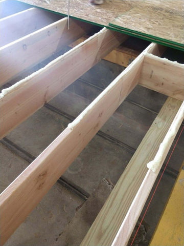 OSB subfloor glued and nailed.