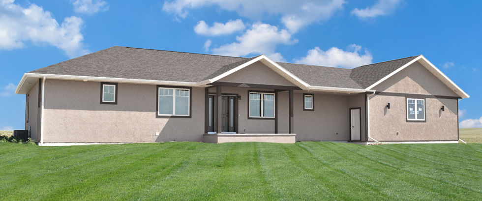 Merino modular home with small porch at front door.