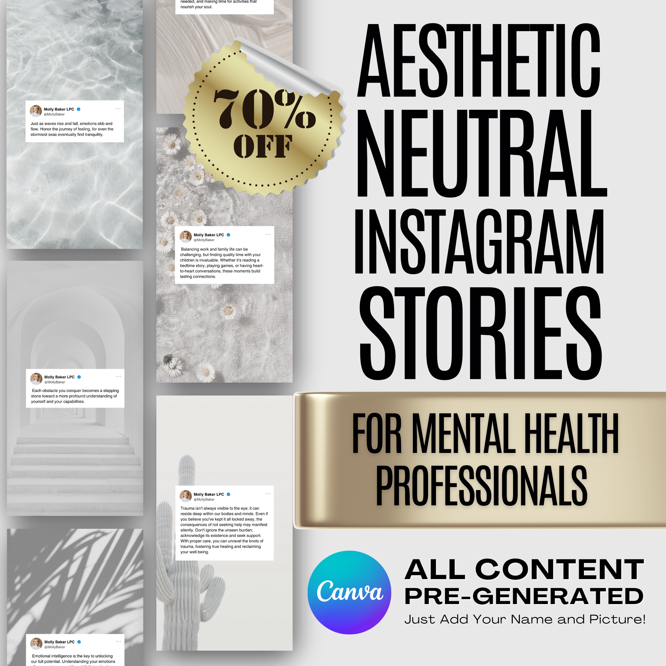 75 Social Media Templates for Therapists, Life Coaches, Psychologists | Canva Te