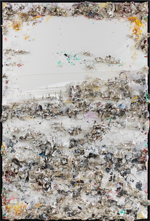 A View from Mt. Everest (Horizontal Diptych)
2013
Handmade sterling silver, household paint, assortment of plastics on canvas
12 × 8 feet x 6 inches deep