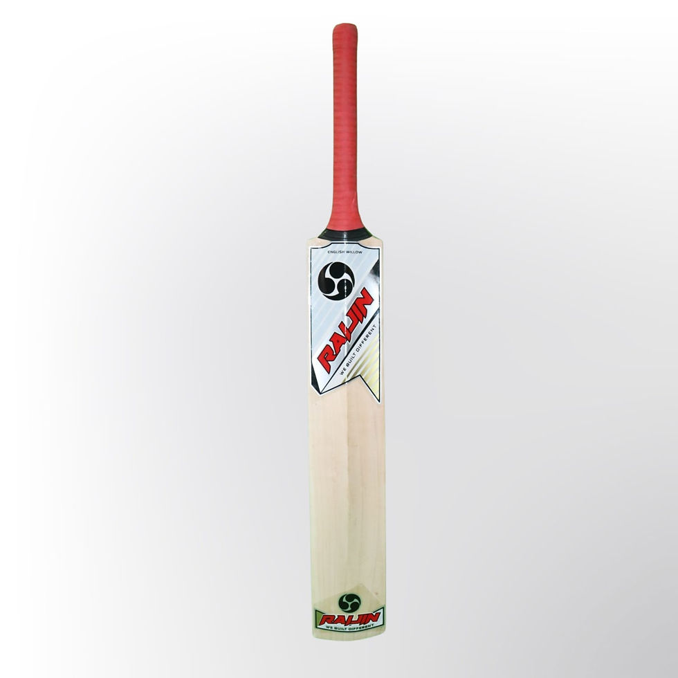 RAIJIN Hitman Kashmiri Willow Tennis Bat with red and white handles.