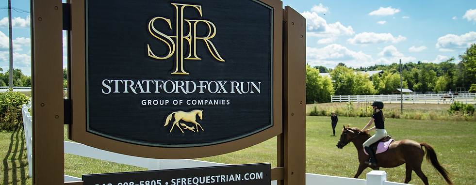 Stratford-Fox Run equestrian centre road sign