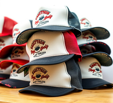 stack of trucker hats printing.jpg